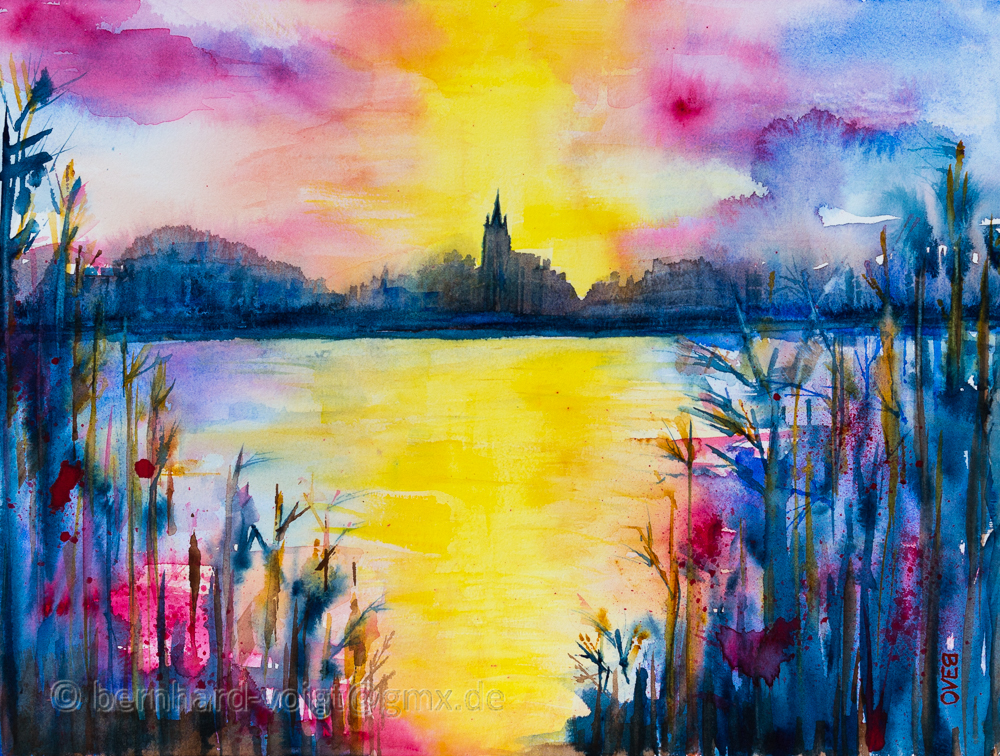 Mittenwalde in der Mark mit Blick über den Tonsee - Mittenwalde in the Mark with a view over the Tonsee