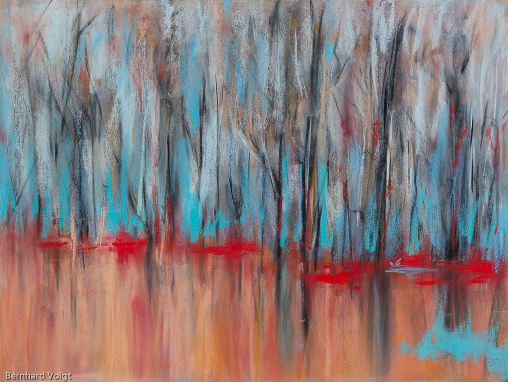 Bäume II - Trees II, Pastell auf PASTELMAT® 24cm x 32cm - Pastel on PASTELMAT® 9,4in x 12,6in