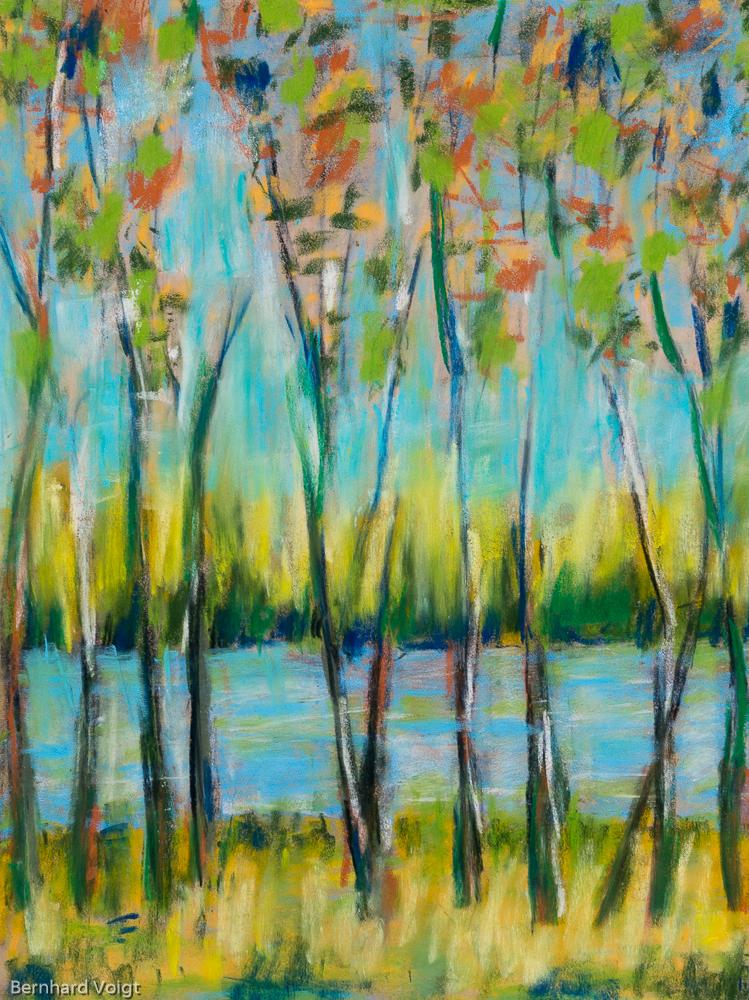 Bäume IV - Trees IV, Pastell auf PASTELMAT® 32cm x 24cm - Pastel on PASTELMAT®, 12,6in x 9,4in