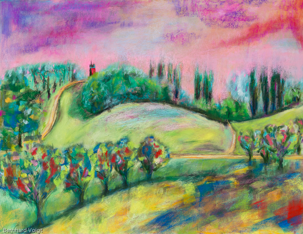 Pastell der Halbinsel Möchgut auf der Insel Rügen, mit Blickrichtung ins Land (Boddenseite) zwischen Thiessow und Klein Zicker mit Blickrichtung