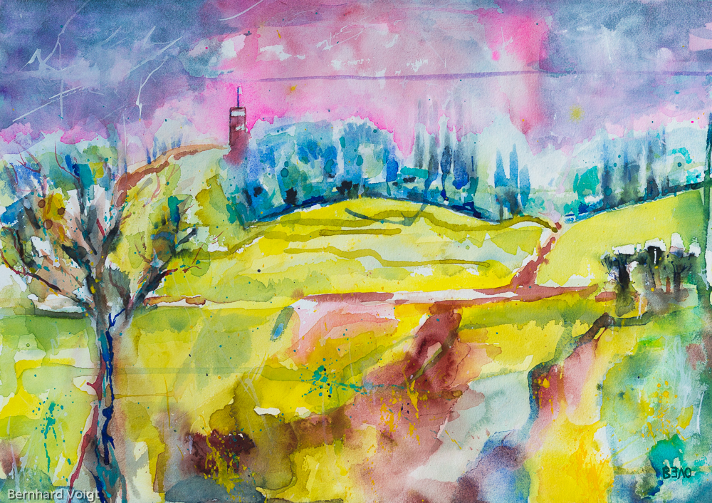 Halbinsel Mönchgut auf der Insel Rügen II - Aquarell, 36cm x 51cm