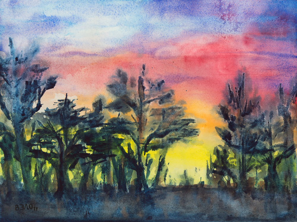 Frühsommerabend - Early Summer Evening - Aquarell, 31cm x 41 cm
