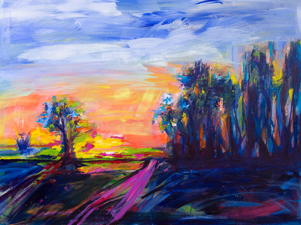 Brandenburger Abendglühen - Brandenburger Evening Glow, Acryl, 60cm x 80cm