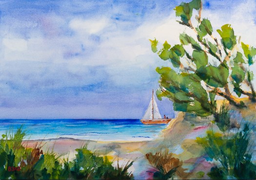 Bei Thiessow - Near Thiessow, Aquarell auf Büttenpapier, 36cm x 51cm