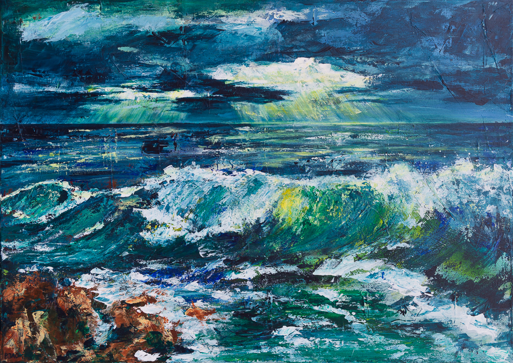Stürmische Ostsee bei schwerem Himmel - Stormy Baltic Sea in a heavy sky - Acryl, 50cm x 70cm